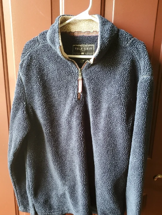 True Grit Men’s Navy Sherpa Zip Pullover - Picture 2 of 12